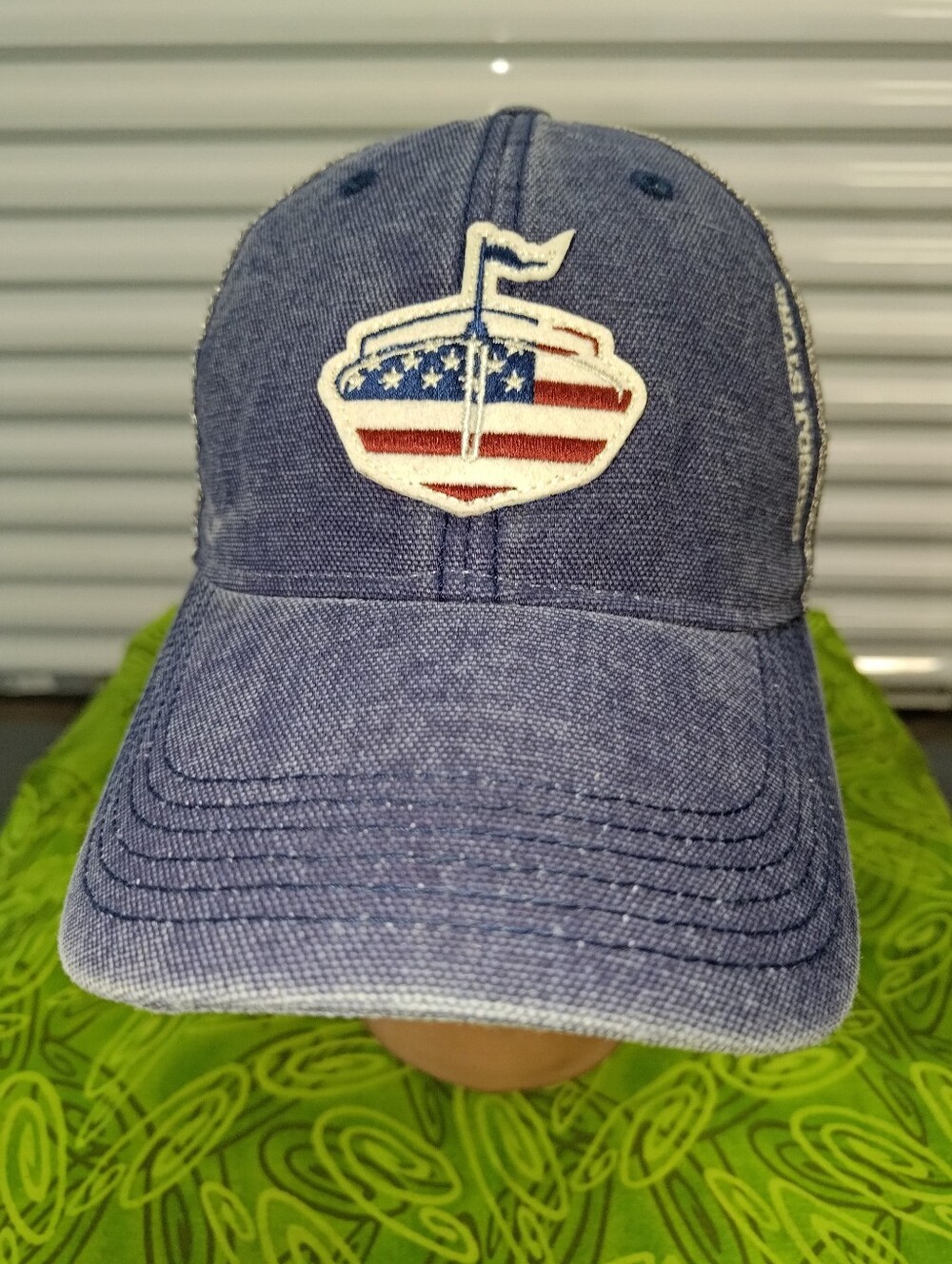 Legacy Okoboji Store Stitched Logo Trucker Mesh Snapback Blue Hat Cap